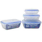 Wholesale - 3pc RECT. PLASTIC FOOD STORAGE CONTAINER SET PAC-IT FRESH C/P 24, UPC: 887030730011